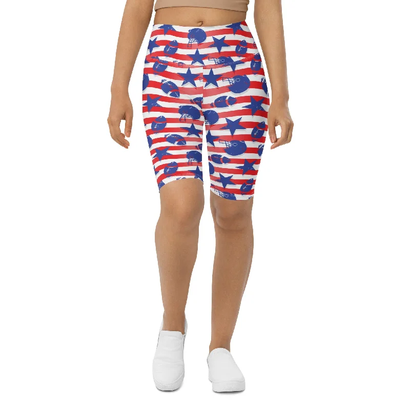 Now or Never American Football Pattern Biker Shorts