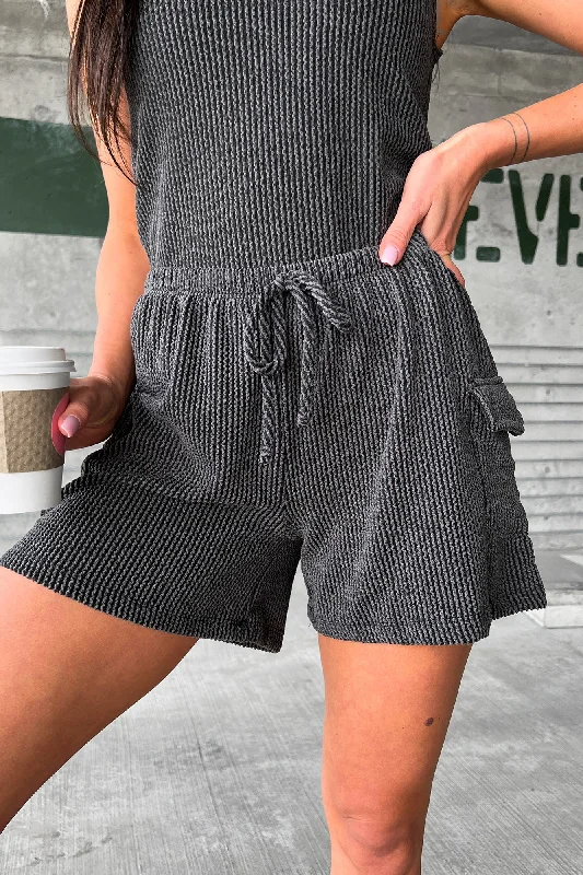 Year-End Clearance Apollo Textured Cargo Lounge Shorts (Charcoal)