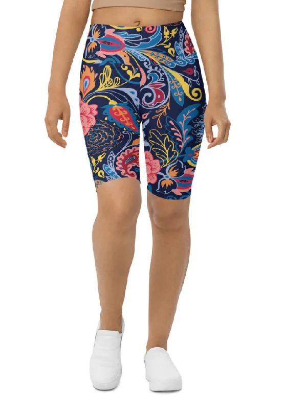 Price Fest Art Deco Floral Biker Shorts