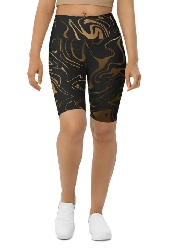Major Savings Black & Gold Biker Shorts