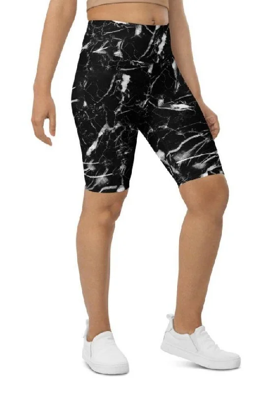 Price Drop Black Marble Biker Shorts