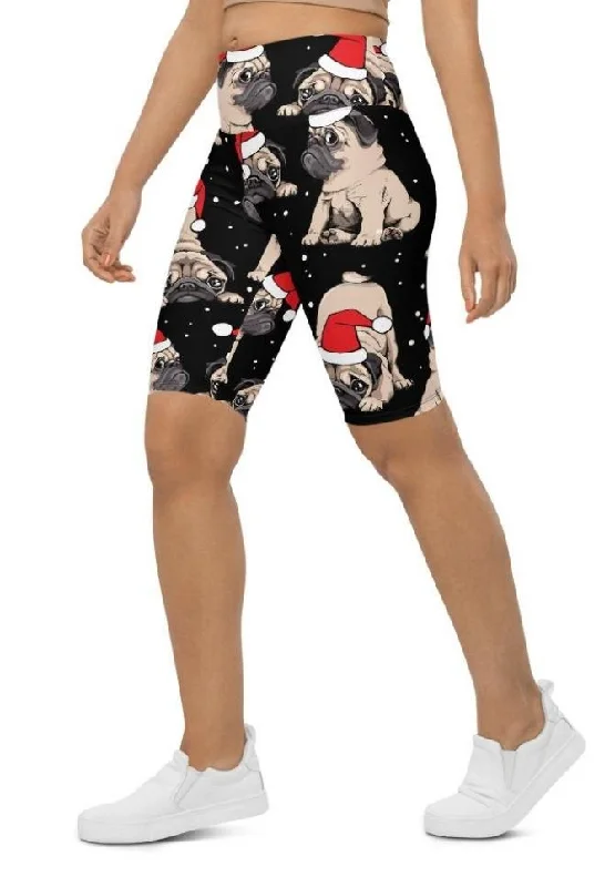 Extra Discounts Christmas Pugs Biker Shorts