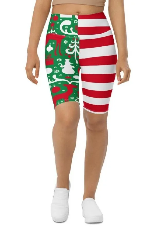 Price Drop Alert Cute Two Pattern Christmas Biker Shorts
