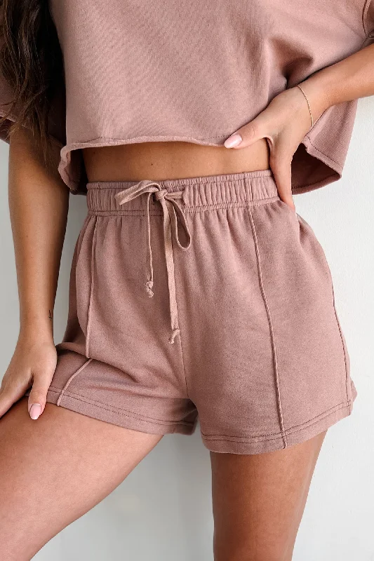Price Buster Endless Leisure Knit Drawstring Waist Shorts (Mocha)