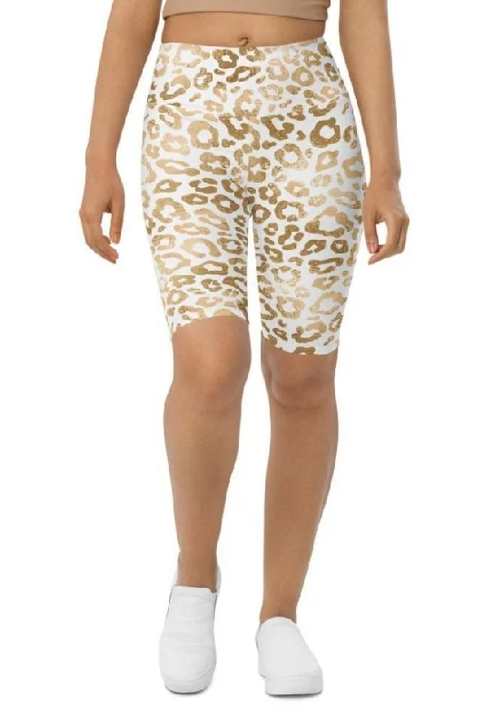 Can't Be Beat Golden Leopard Print Biker Shorts