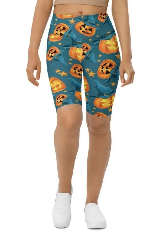 Flash Deals Halloween Pumpkin Biker Shorts