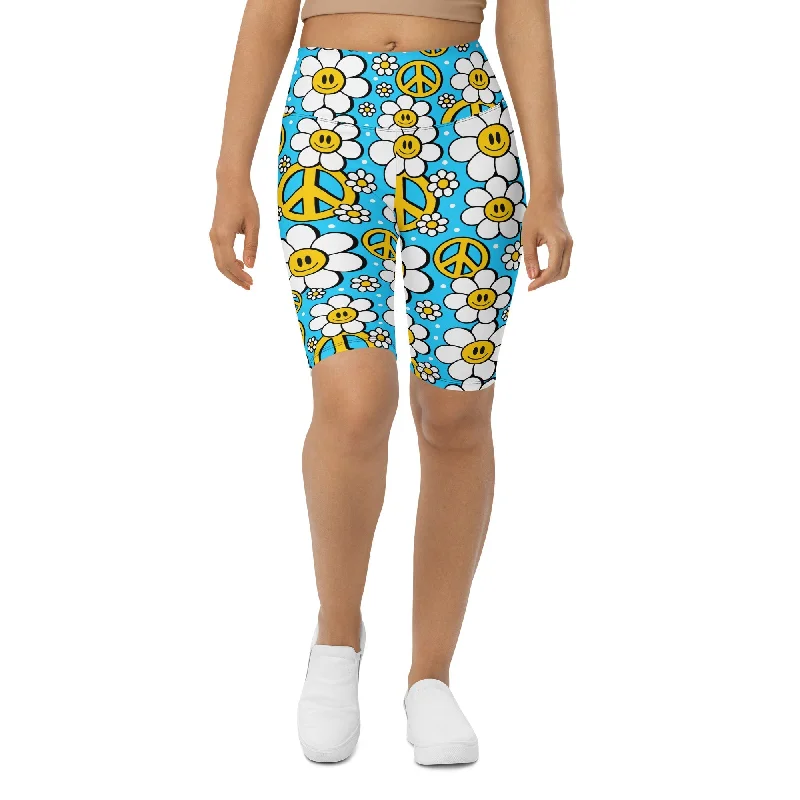 Quick Sale Hippie Flower Pattern Biker Shorts