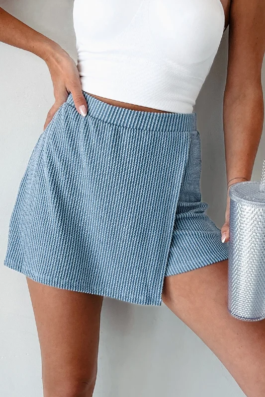 Today Only Ivonne Wasabi + Mint Ribbed Skort (Light Denim)
