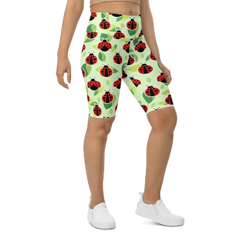 Midnight Madness Ladybugs Biker Shorts