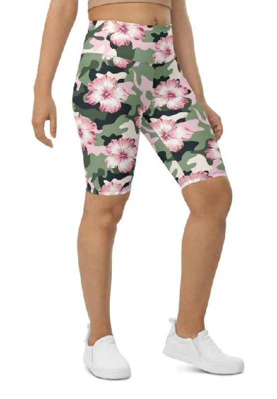 Great Bargains Pink Flower Camo Biker Shorts