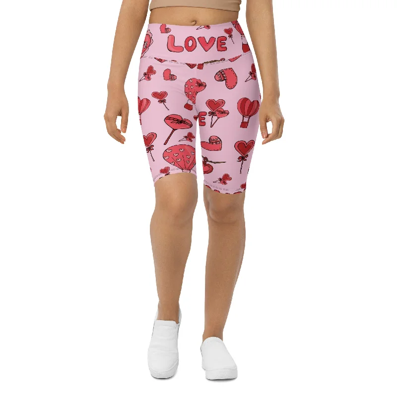 Price Cut Pink Love Biker Shorts