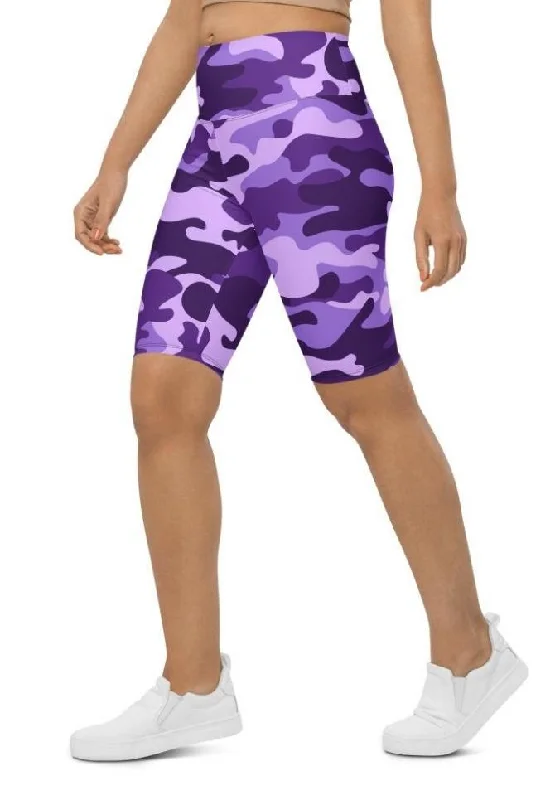 Online Only Purple Camo Biker Shorts