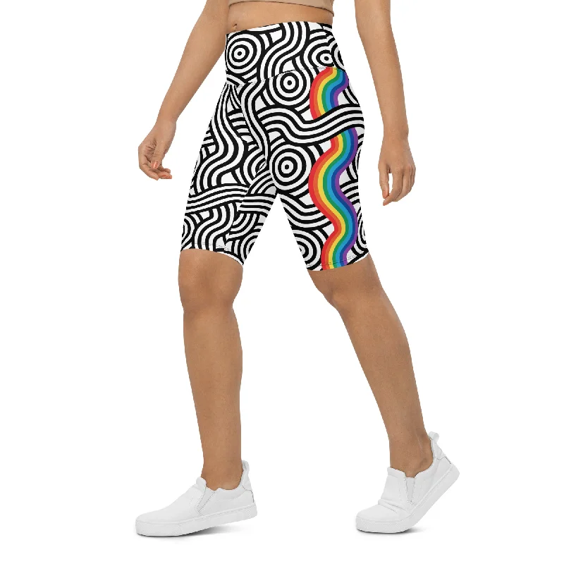 Crazy Deals Rainbow Lines Biker Shorts