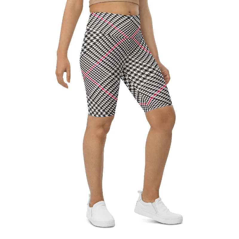Get It Before It’s Gone Red Houndstooth Plaid Biker Shorts