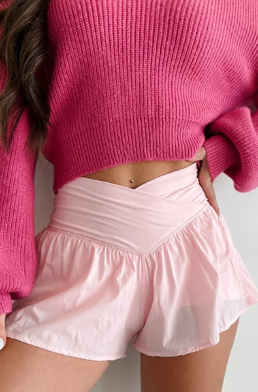 Weekend Special Running In Circles Cross-Waist Active Shorts (Pink)