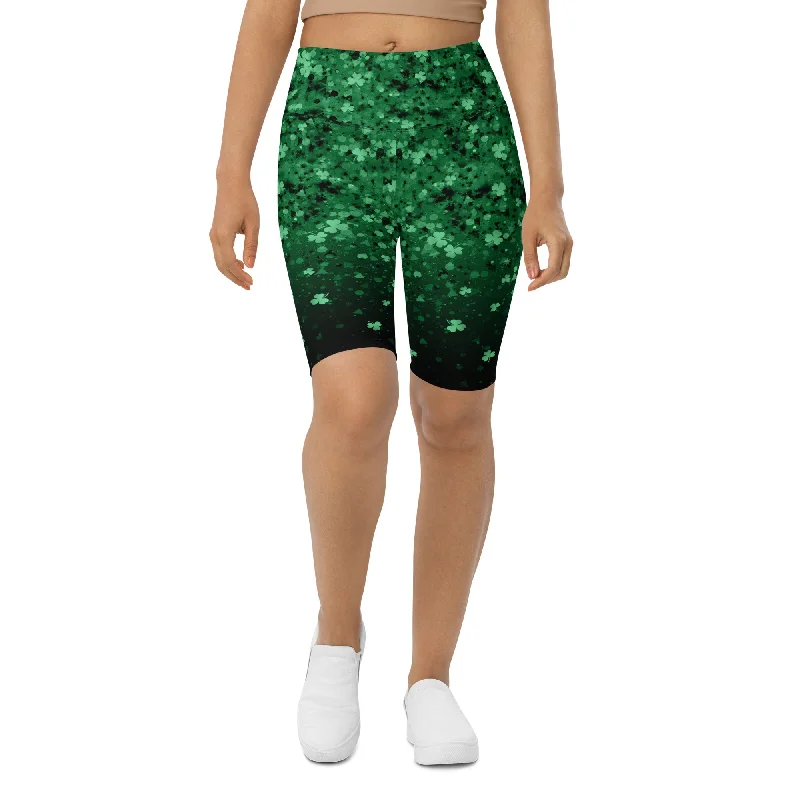 Major Savings St. Patrick's Day Glitter Print Biker Shorts