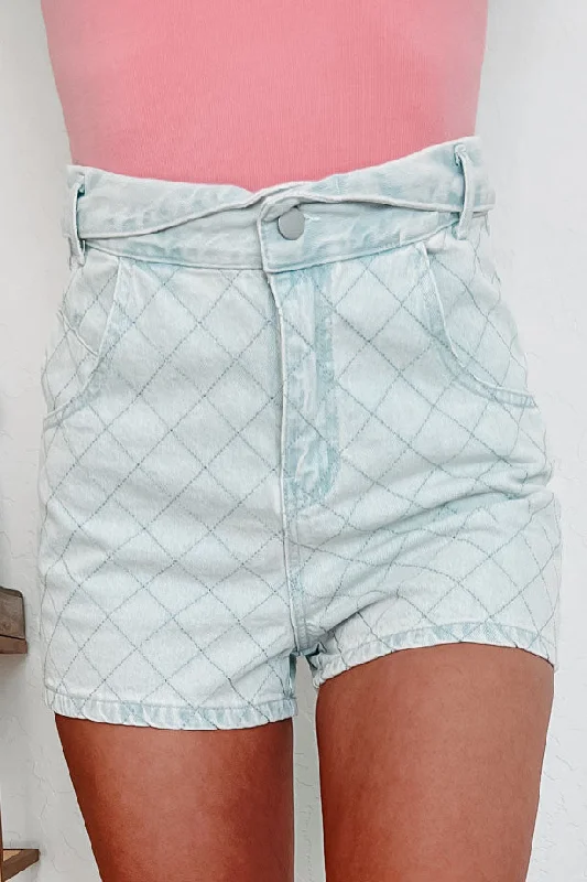Extra Savings Want You Back Quilted Denim Shorts (Light)