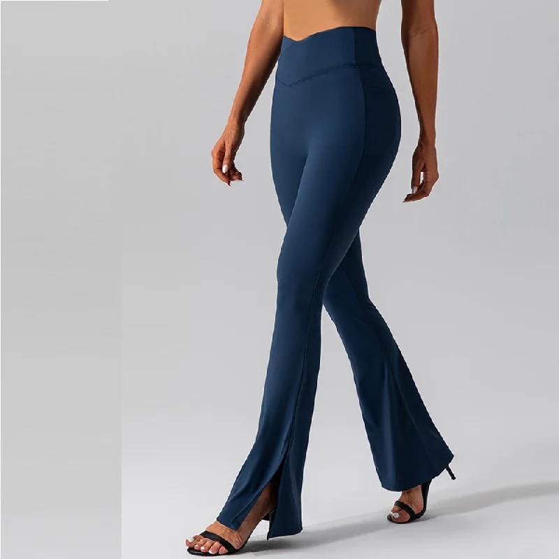 Stock Up and Save Cheap yoga  pants bell-bottom pants slit tight lean high-waisted hip-lifting pants 5 colors